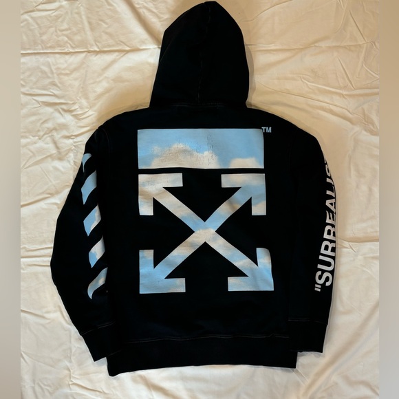 Off-White Surrealist Black Hoodie with Orange Graphic, limited edition - Picture 10 of 11